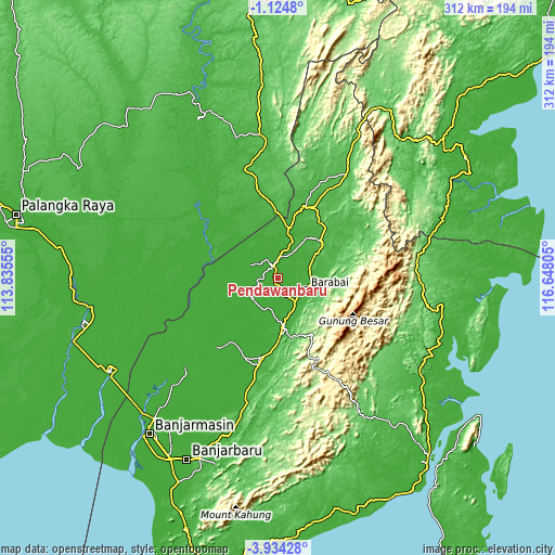 Topographic map of Pendawanbaru