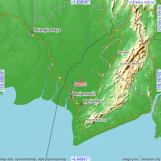 Topographic map of Bantul