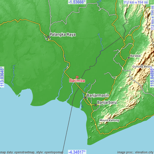 Topographic map of Barimba