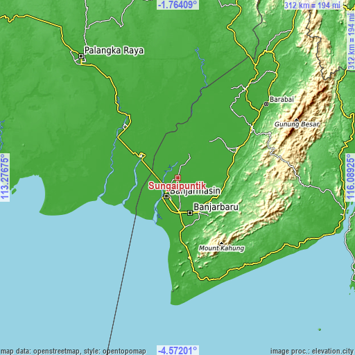 Topographic map of Sungaipuntik