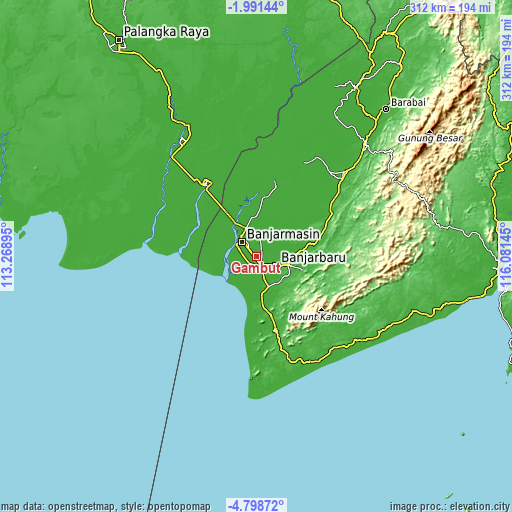Topographic map of Gambut
