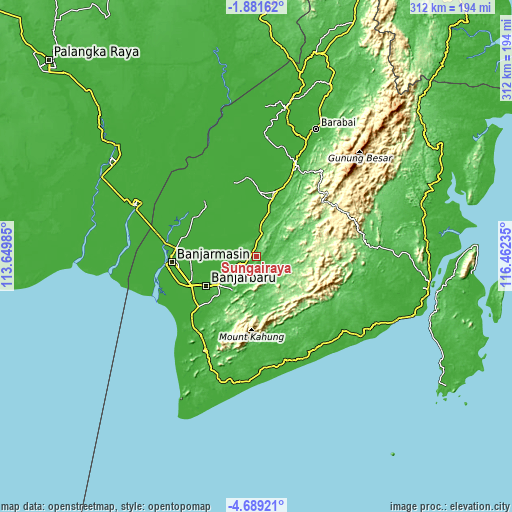 Topographic map of Sungairaya