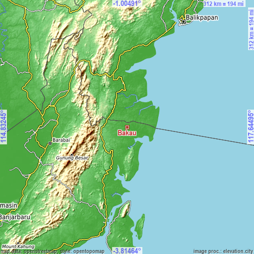 Topographic map of Bakau