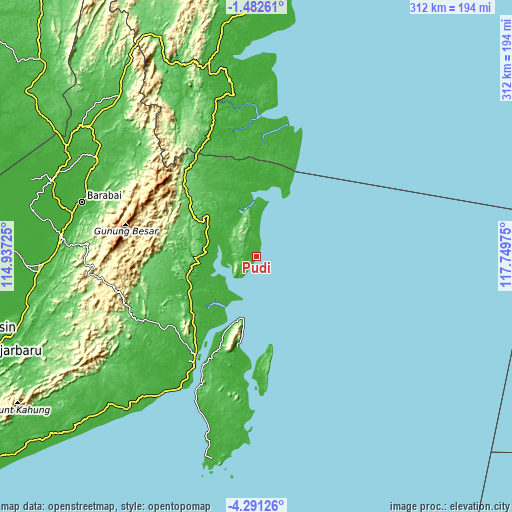 Topographic map of Pudi