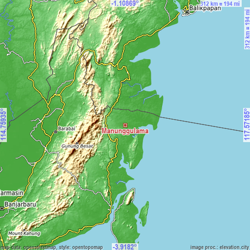 Topographic map of Manunggulama