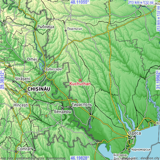 Topographic map of Kuchurhan