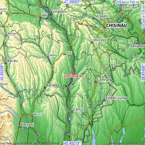 Topographic map of Vetrişoaia