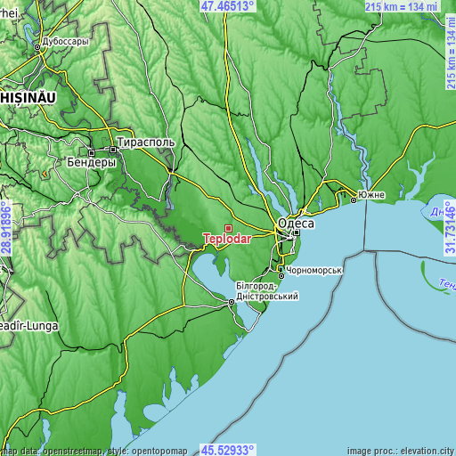 Topographic map of Teplodar