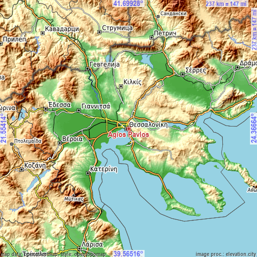 Topographic map of Ágios Pávlos