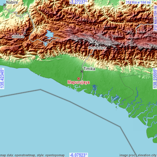 Topographic map of Mapurujaya