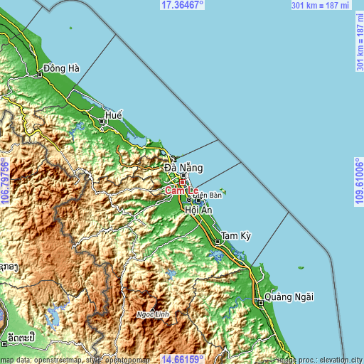 Topographic map of Cẩm Lệ