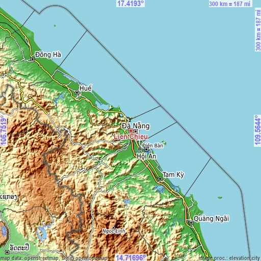 Topographic map of Liên Chiểu