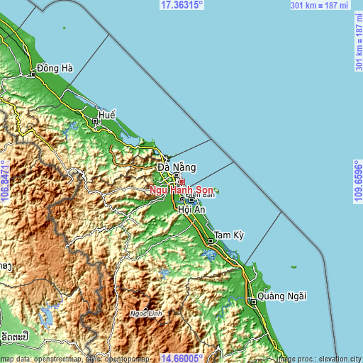 Topographic map of Ngũ Hành Sơn