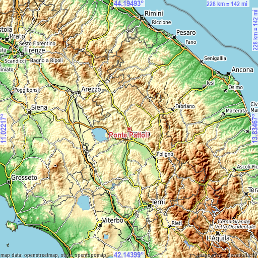 Topographic map of Ponte Pattoli