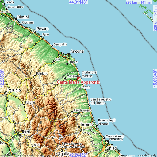 Topographic map of Santa Maria Apparente