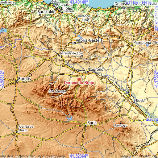 Topographic map of Daroca de Rioja