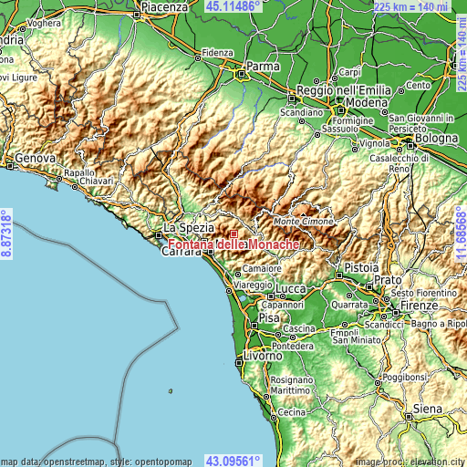 Topographic map of Fontana delle Monache