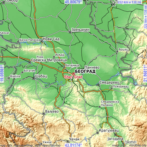 Topographic map of Stari Grad