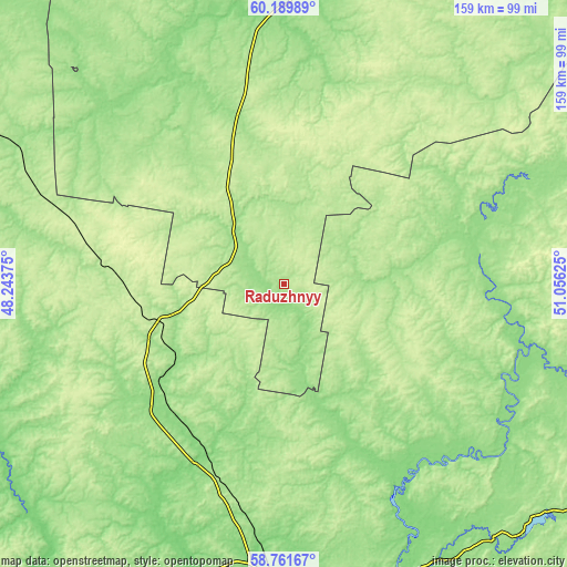 Topographic map of Raduzhnyy