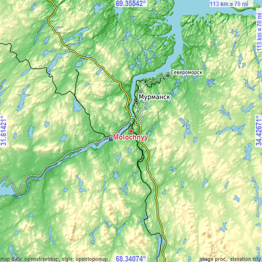 Topographic map of Molochnyy