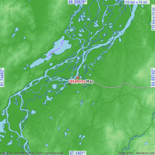 Topographic map of Iskateley