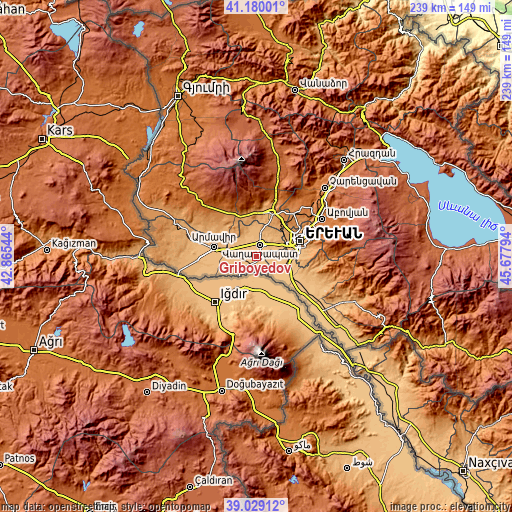 Topographic map of Griboyedov