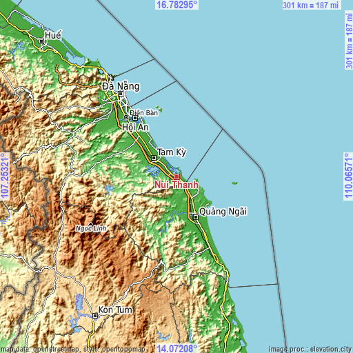 Topographic map of Núi Thành