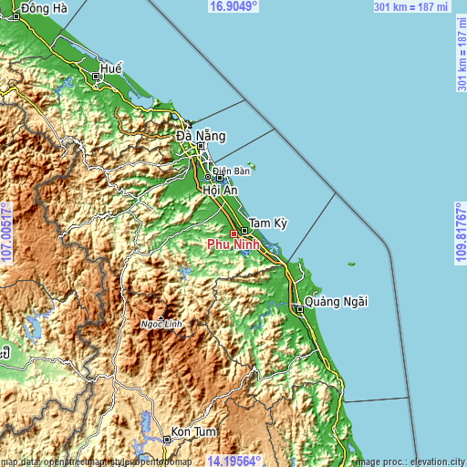 Topographic map of Phú Ninh