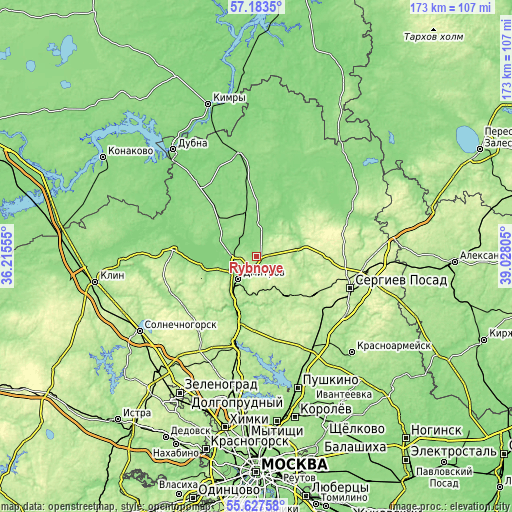 Topographic map of Rybnoye