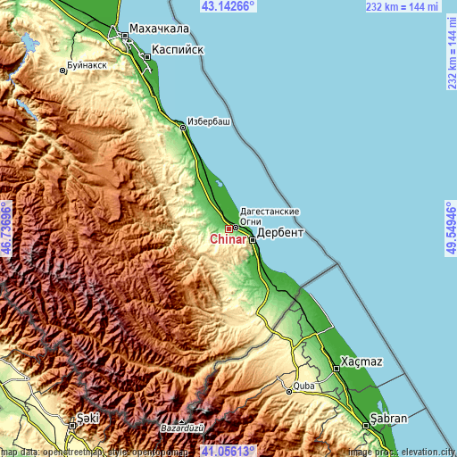 Topographic map of Chinar