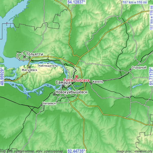 Topographic map of Petra-Dubrava