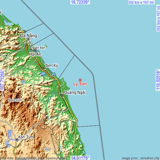 Topographic map of Lý Sơn