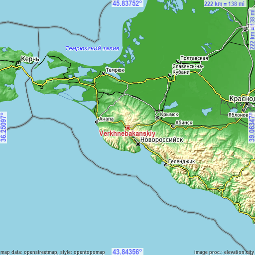 Topographic map of Verkhnebakanskiy