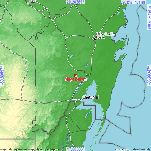 Topographic map of Maya Balam