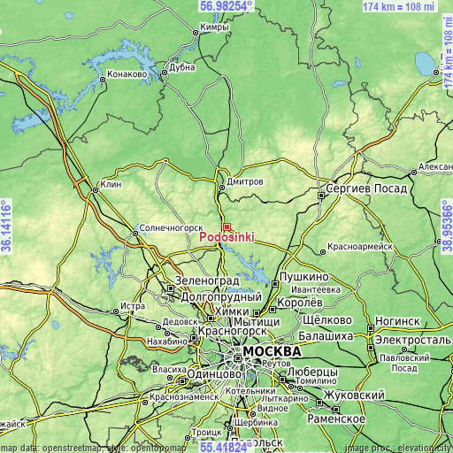 Topographic map of Podosinki