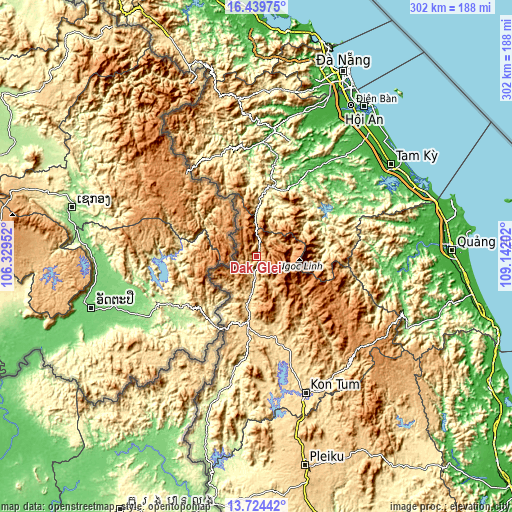 Topographic map of Đắk Glei