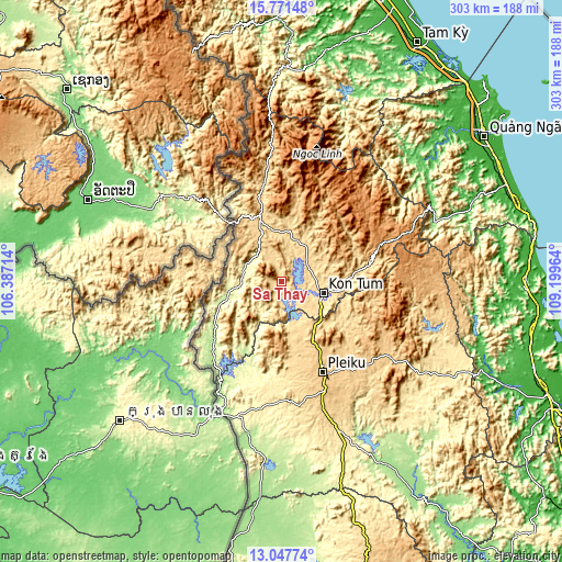 Topographic map of Sa Thầy