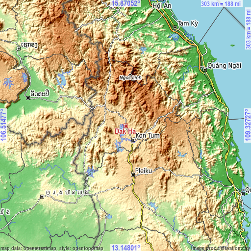 Topographic map of Đắk Hà