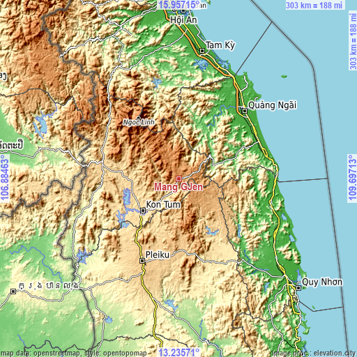 Topographic map of Măng Đen