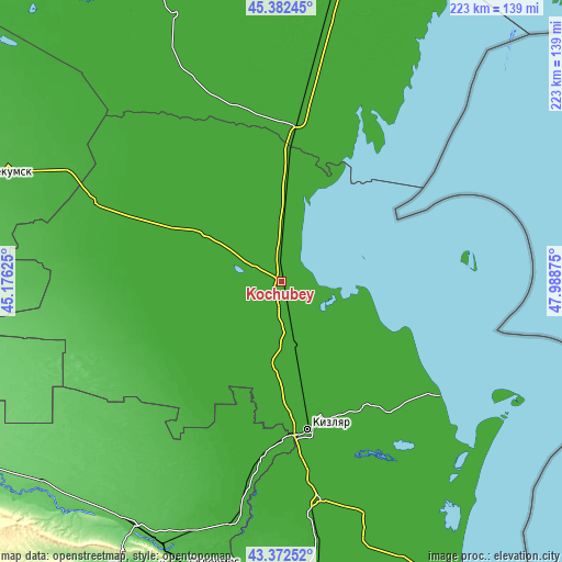 Topographic map of Kochubey