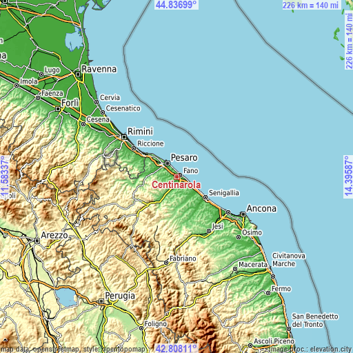 Topographic map of Centinarola