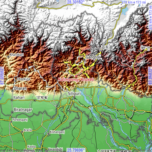 Topographic map of Kalimpong, Крукети