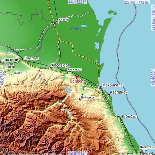 Topographic map of Uchkent