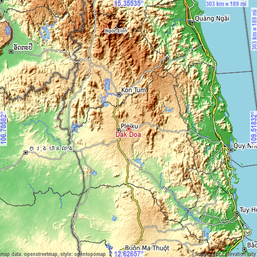 Topographic map of Đăk Đoa