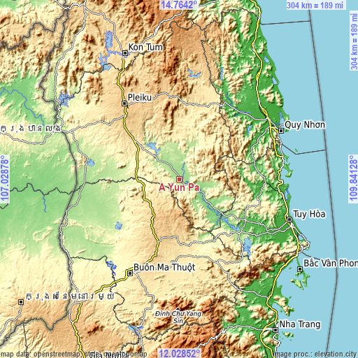 Topographic map of A Yun Pa