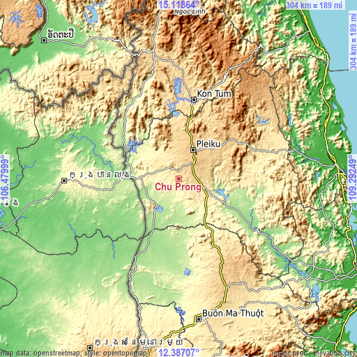 Topographic map of Chư Prông