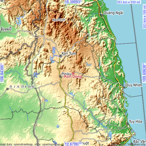 Topographic map of Kon Dơng