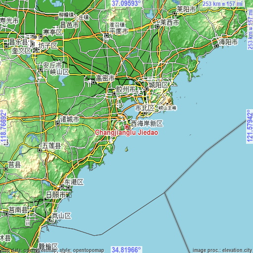 Topographic map of Changjianglu Jiedao