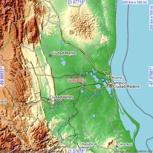 Topographic map of Guayalejo