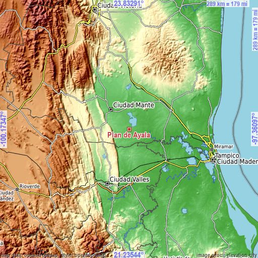 Topographic map of Plan de Ayala